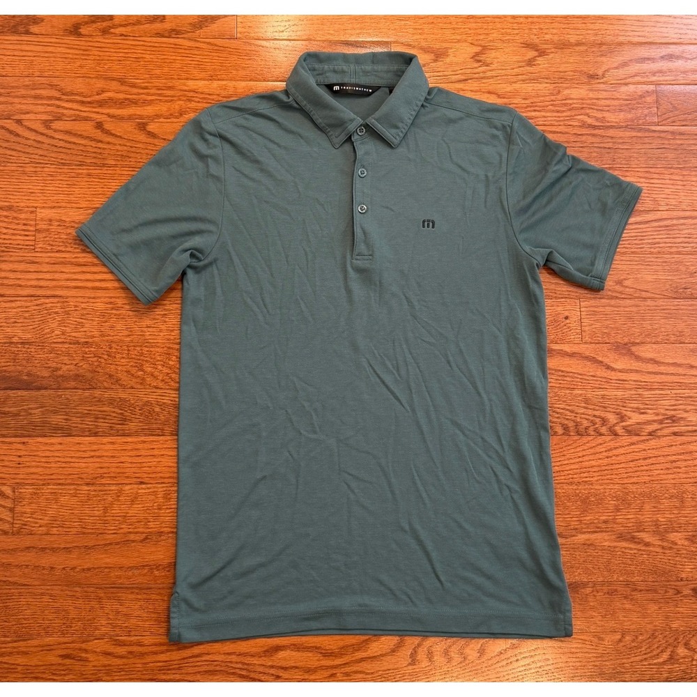 Travis Mathew Golf Polo Shirt Mens‎ Small Solid Green Stretch No Logos
